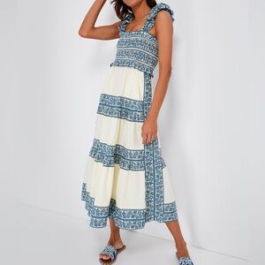 BNWT SEA NEW YORK Arlo Midi Dress RARE size S blue and white!